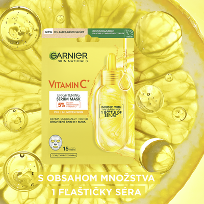 Garnier Skin Naturals hydratačná textílná maska pre rozjasněnie pleti s vitamínom C 28 g