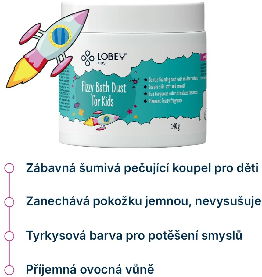 Lobey Šumivý prach do kúpeľa pre deti 140 g