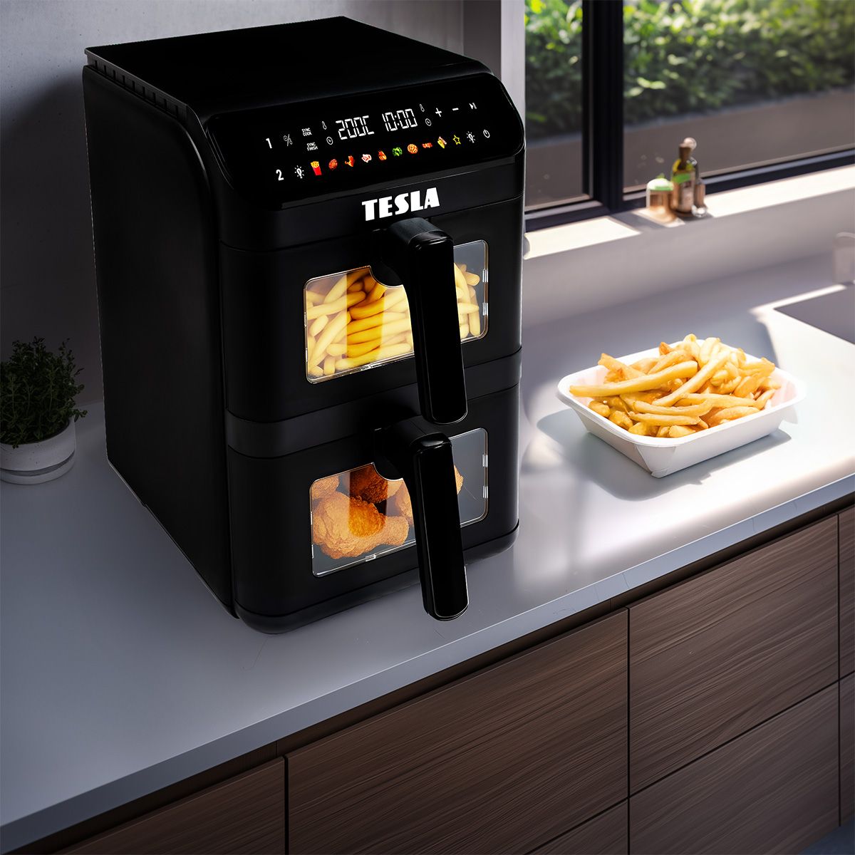 Tesla AirCook DualZone Q670 XXL - multifunkčná duálna digitálna horúcovzdušná fritéza