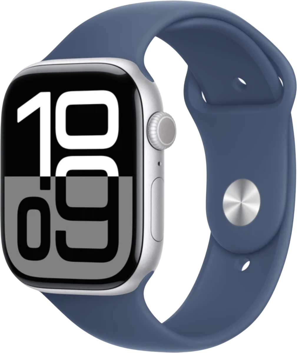Apple Watch Series 10 Cellular 46mm Strieborný hliník s denimovým športovým remienkom M/L