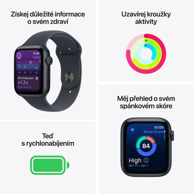 Apple Watch SE 3 44mm Hviezdne biely hliník s hviezdne bielym športovým remienkom M/L