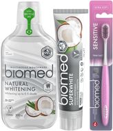 Biomed Superwhite Sada bieliaca zubná starostlivosť, zubná pasta 75ml, kefka a ústna voda 500ml