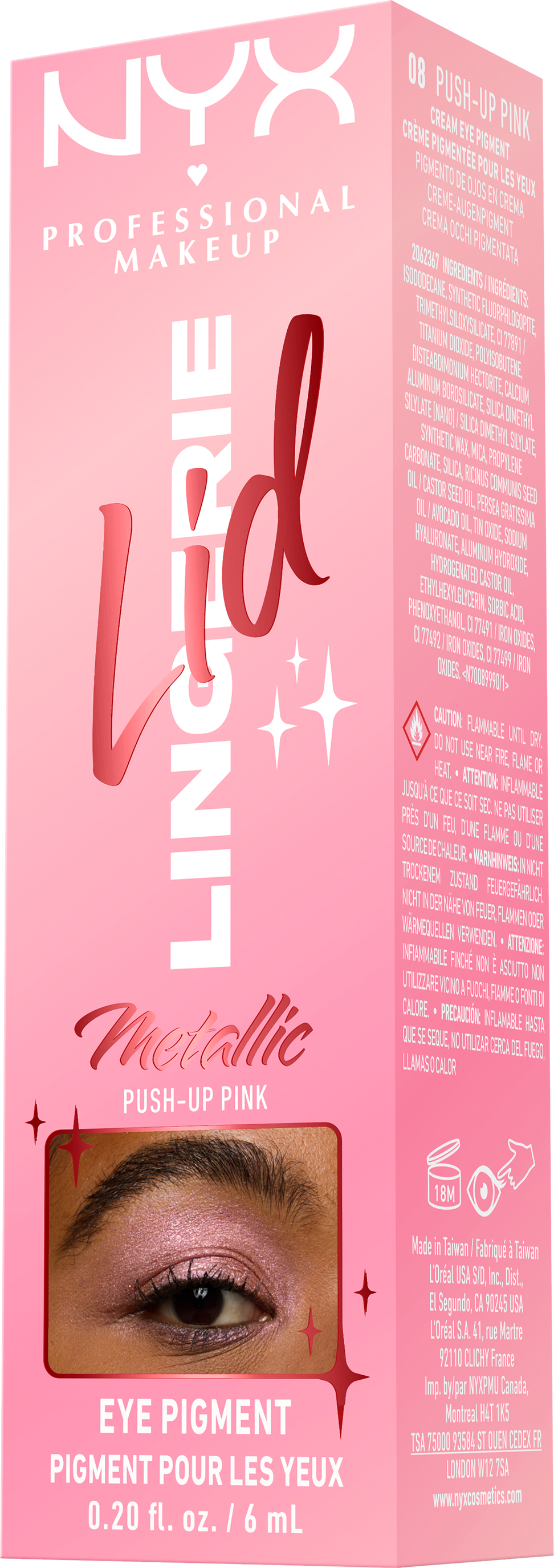 NYX Professional Makeup Tekuté očné tiene Lid Lingerie - 08 Push-Up Pink 6 ml