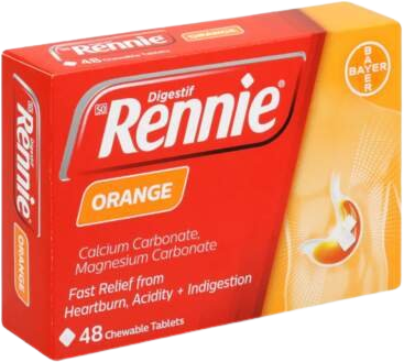 Rennie s príchuťou pomaranča 48 tabliet 48 tabliet