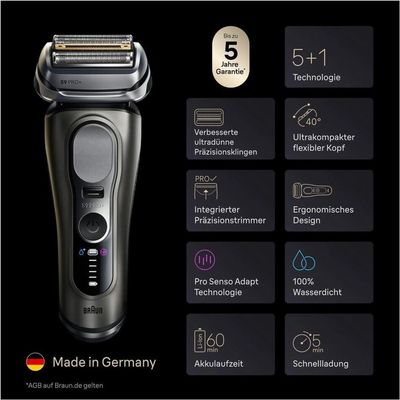 Braun Series 9 PRO+, 9615S Elektrický holiaci strojček, Tmavo šedá