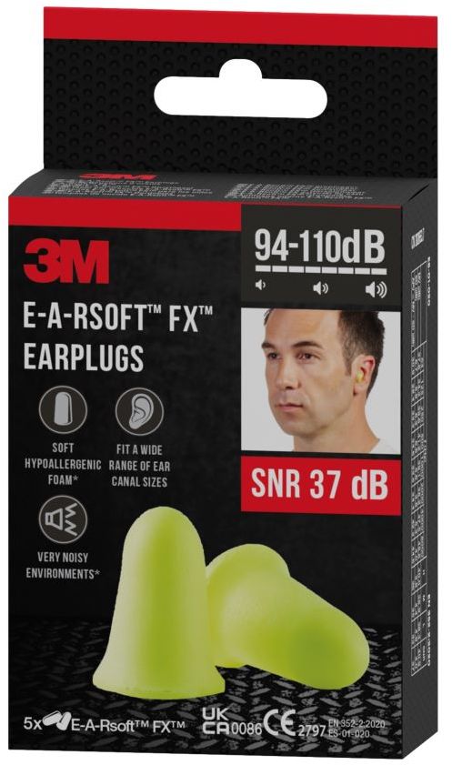 3M Zátkové chrániče sluchu E-A-Rsoft™ FX™, SNR 37 dB, žlté 5 ks
