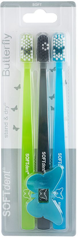 SOFTdent Butterfly Zubná kefka SOFT 3 ks