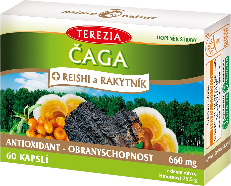 Terezia Čaga + reishi a rakytník 60 kapsúl