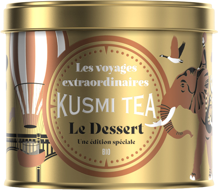 Kusmi Tea Sypaný Vianočný zelený čaj Le Dessert Bio, kovová dóza, 90 g