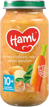 Hami Príkrm Zemiaky s kuraťom mrkvou a jemným špenátom 250 g