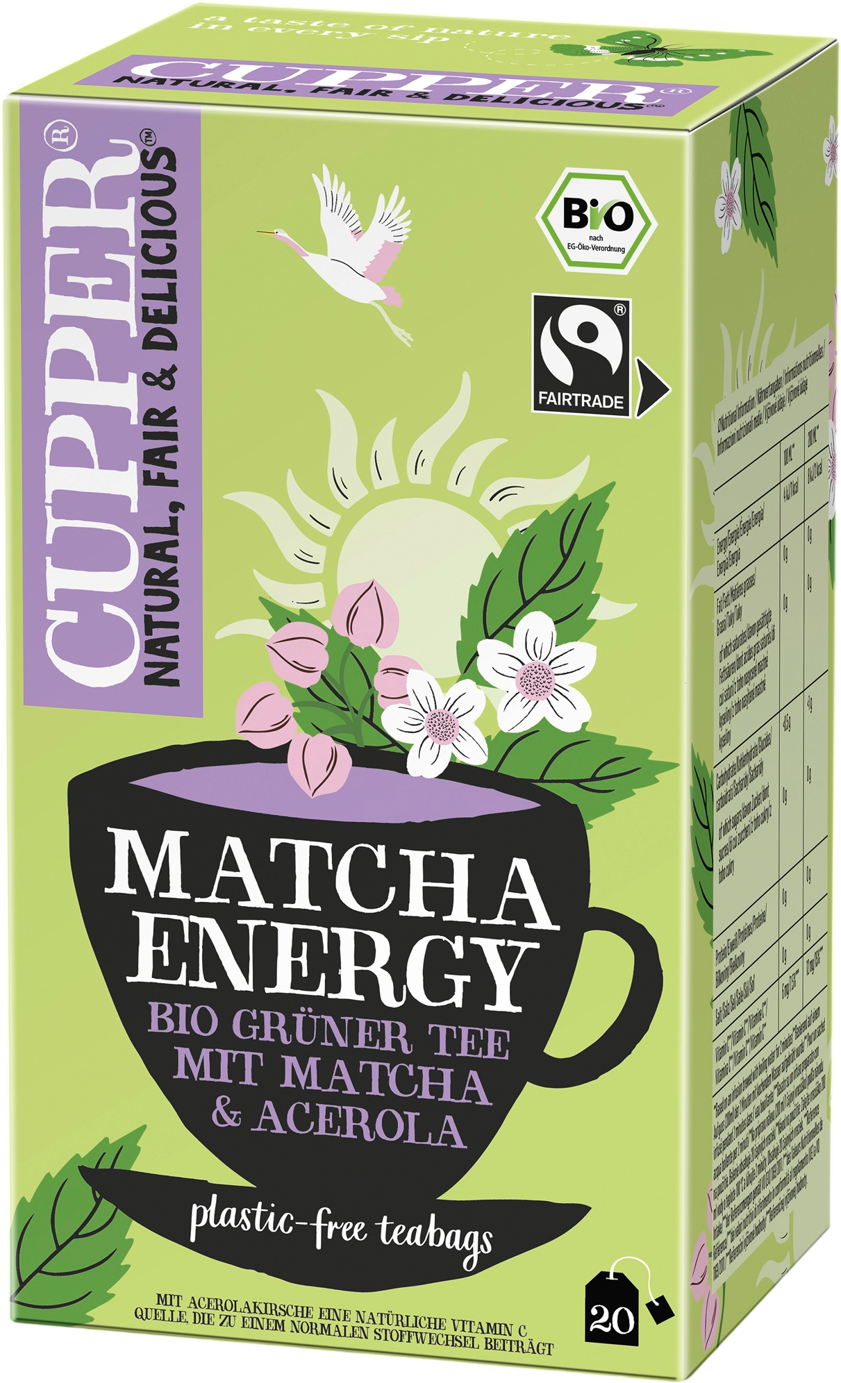 Cupper BIO Zelený čaj Matcha Energy 20 x 2 g