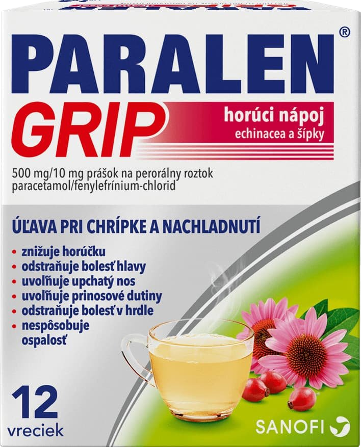 Paralen Grip Horúci nápoj echinacea a šípky 12 vrecúšok