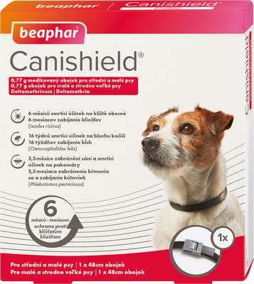 Beaphar Antiparazitný obojok Canishield pre malé a stredné psy 48cm