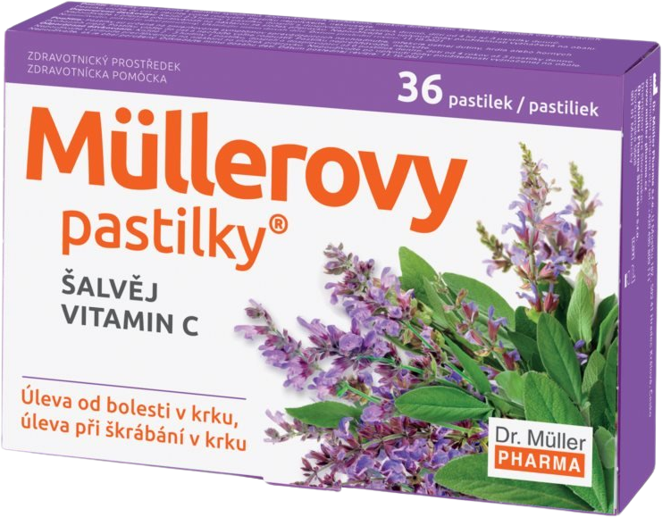 Dr.Muller Mullerové pastilky so šalviou a vitaminom C 36 ks