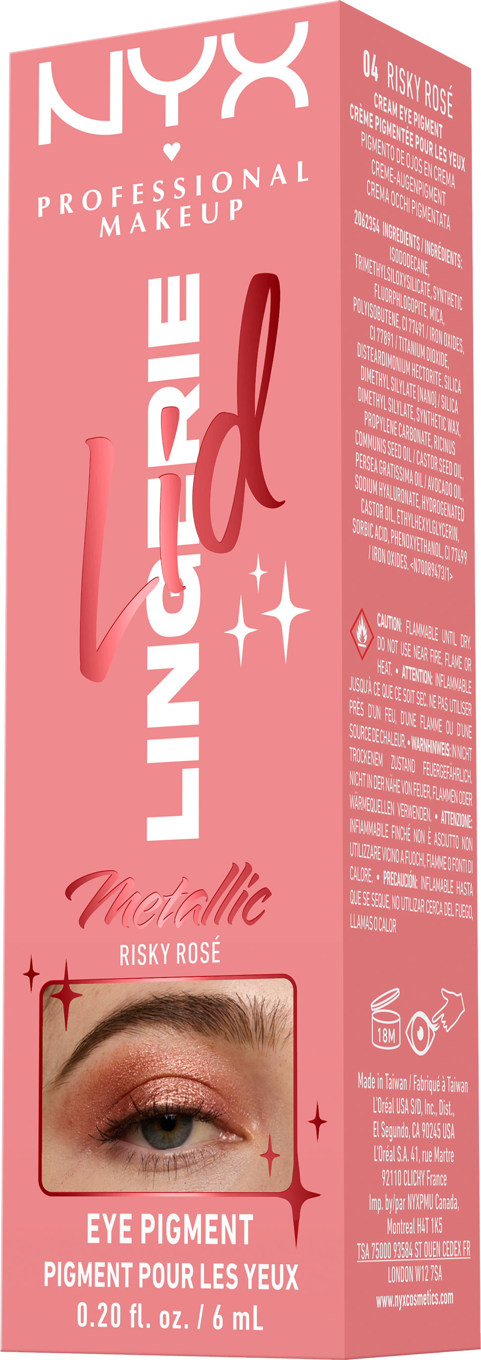 NYX Professional Makeup Tekuté očné tiene Lid Lingerie - 04 Risky Rosé 6 ml