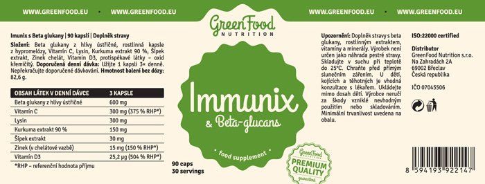 GreenFood Nutrition Immunix & Beta-glucans 90 kapsúl