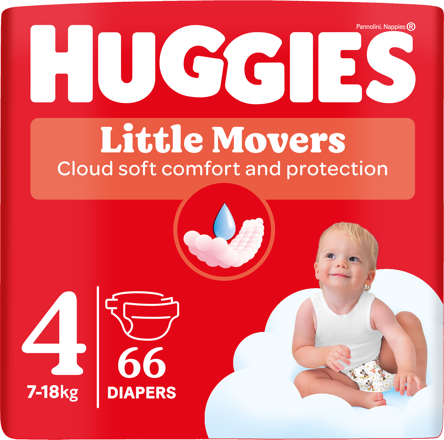 Huggies® Little Movers plienky 4 (7-18 kg) 66 ks