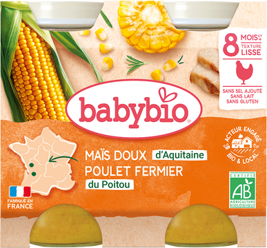 Babybio sladká kukurica s kuracím mäsom 2 x 200 g