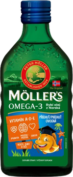 Möllers Omega 3 rybí olej ovocná príchuť 250 ml