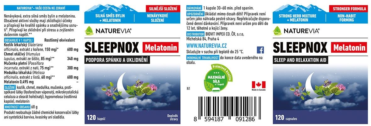 NatureVia Melatonín 120 kapsúl
