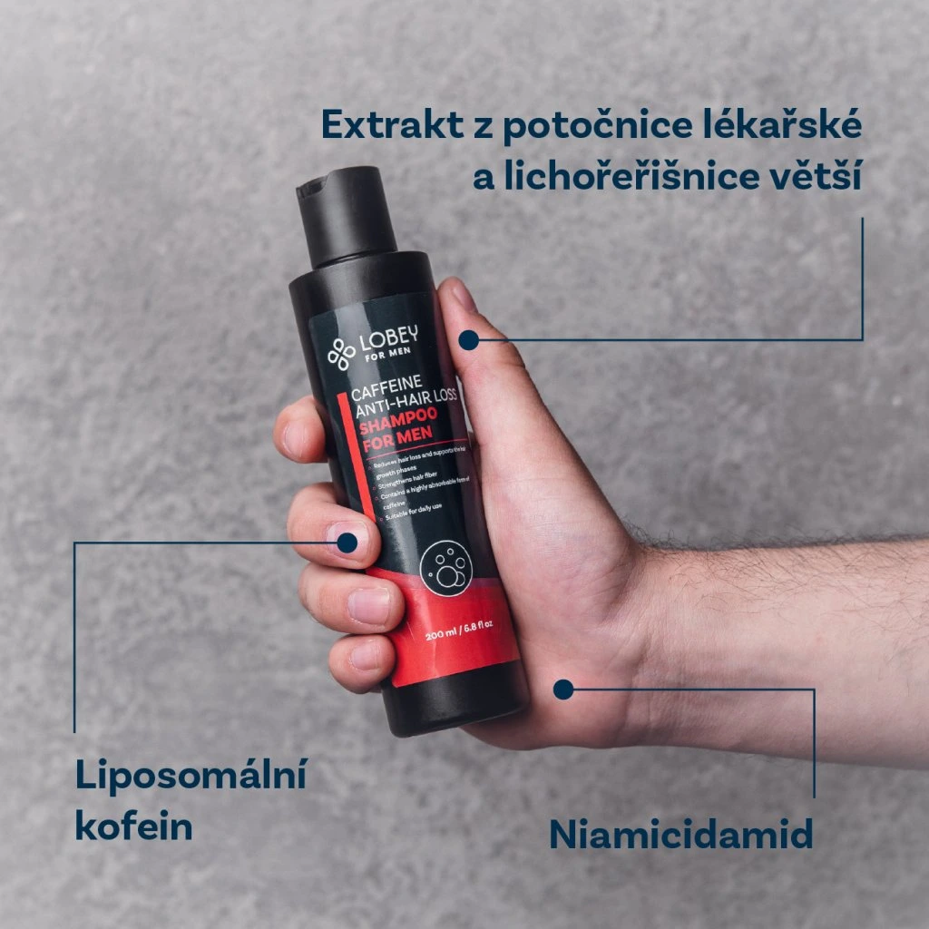 Lobey Kofeínový šampón proti padaniam vlasov pre mužov 200 ml