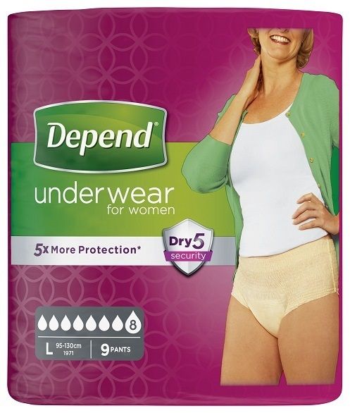 Depend SUPER L pre ženy ink. naťahovacie nohavičky 9 ks