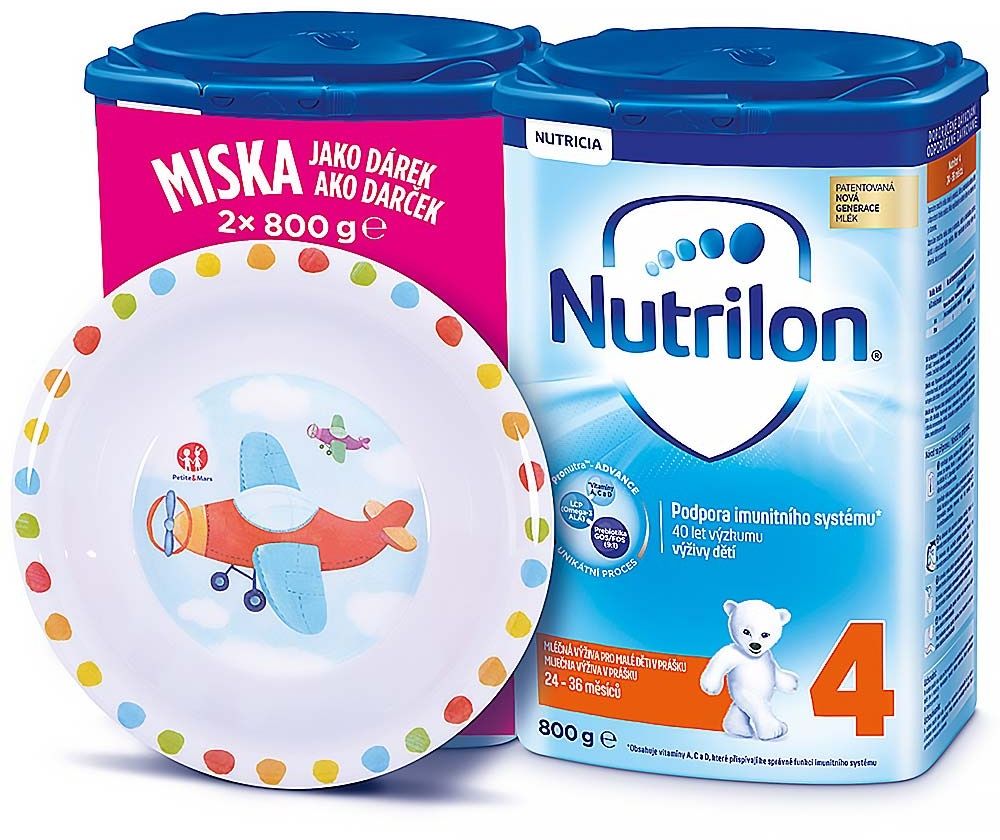 Nutrilon 4 batoľacia mliečna výživa v prášku + darček miska 2 x 800 g
