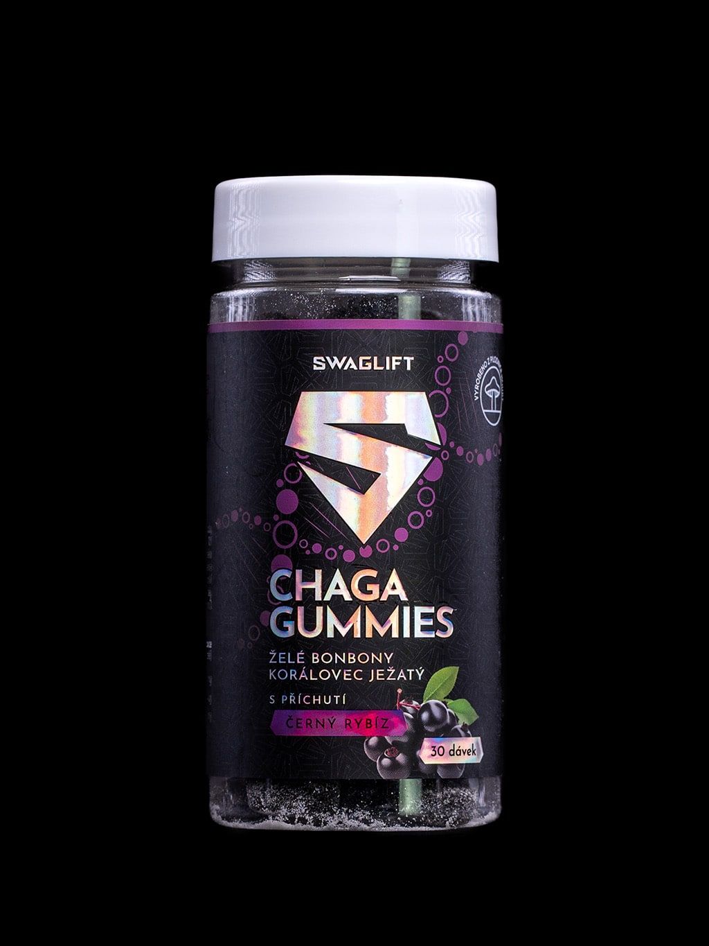 Swaglift Chaga gummies s príchuťou čiernych ríbezlí 60 ks