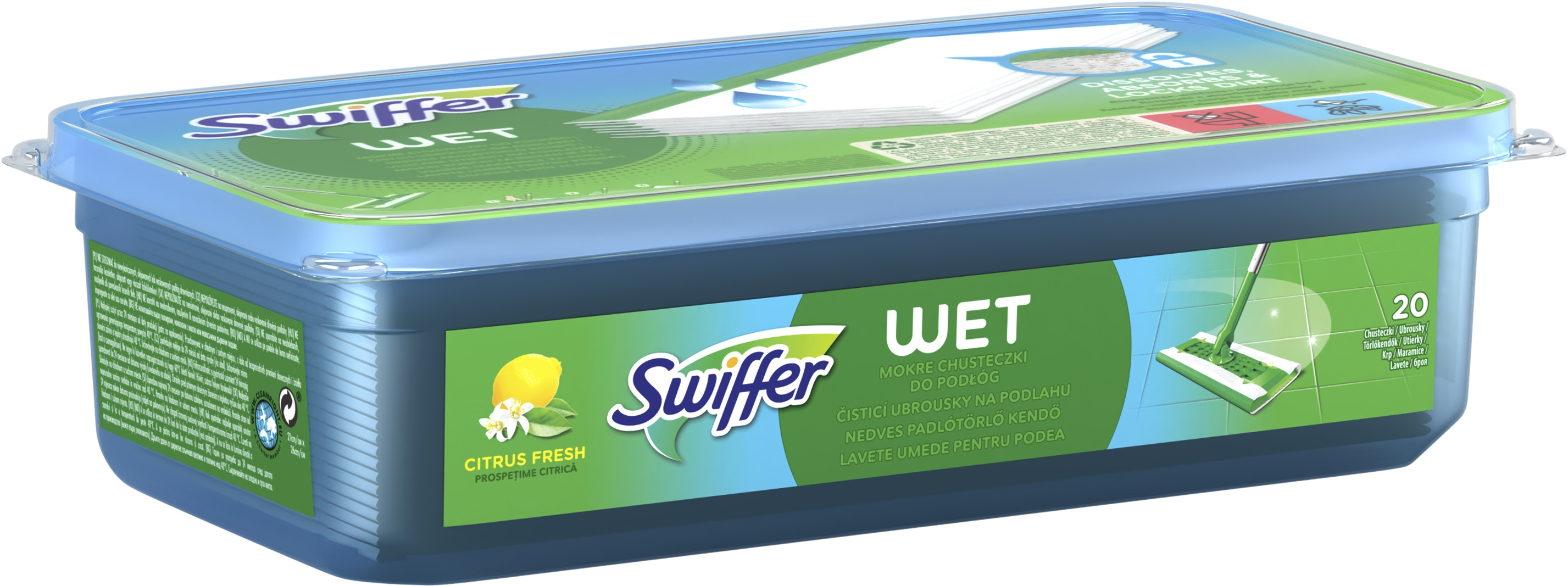 Swiffer Náhradné vlhčené utierky s Citrus fresh vôňou 20 ks