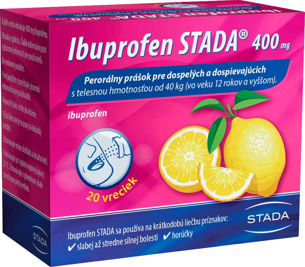 Ibuprofen Stada 400 mg perorálny prášok 20 ks