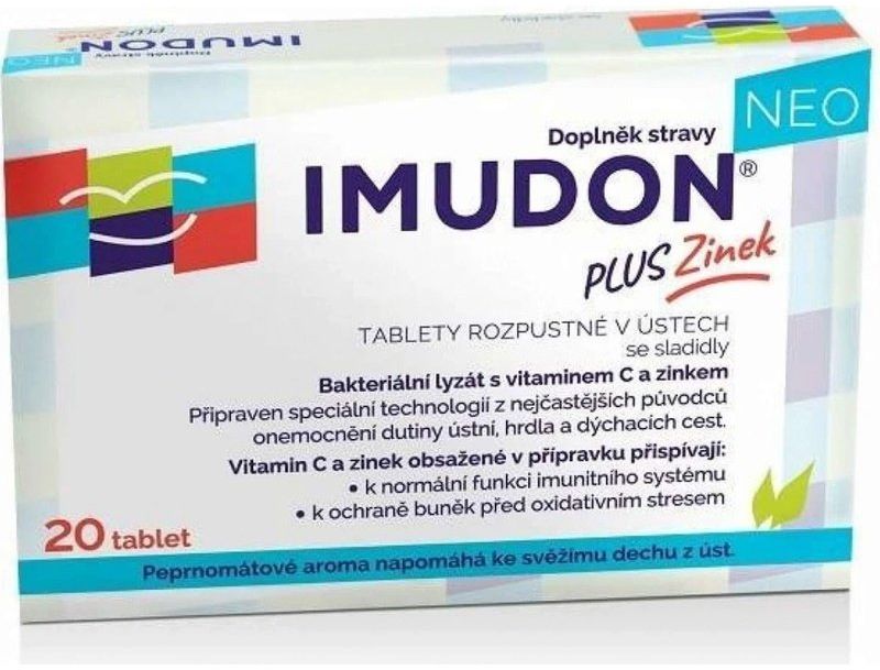 Bioveta IMUDON NEO +Zinek tablety rozpustné v ústach so sladidlami 20 tablet