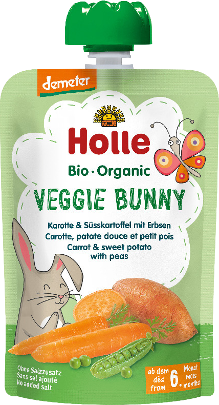 Holle Veggie Bunny BIO Puri zo zeleniny - mrkva, sladké zemiaky a hrášok. 100 g