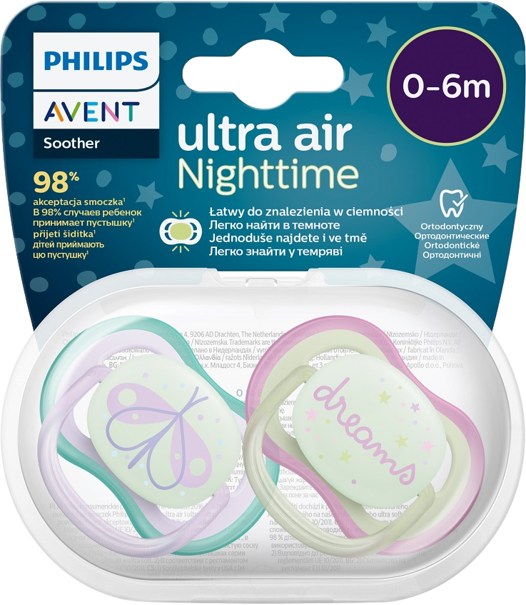 Philips Avent Cumlík Ultra air noční 0-6m dievča 2 ks