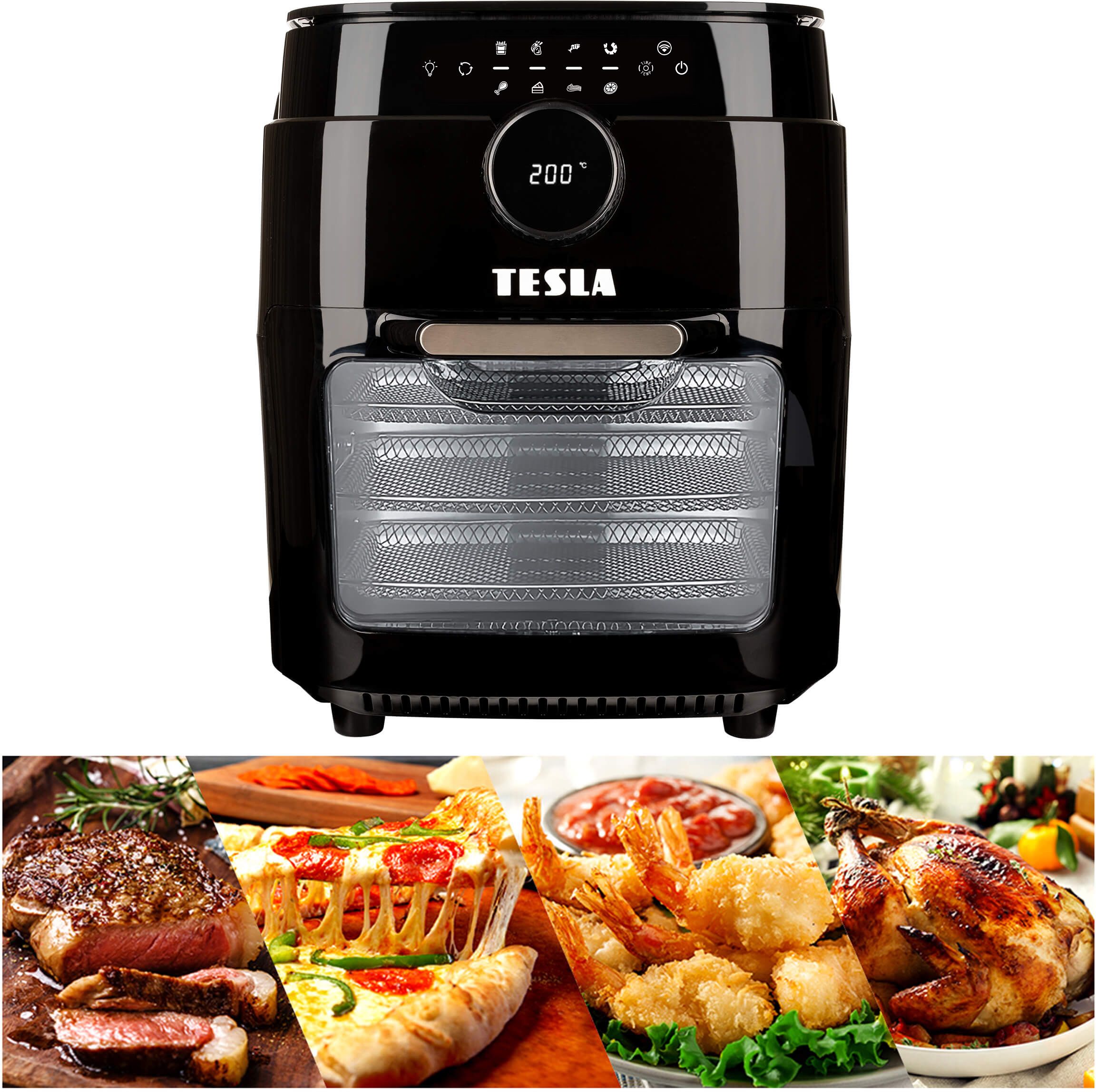 Tesla AirCook & Grill QG800 WiFi - multifunkčná digitálna teplovzdušná fritéza s grilom