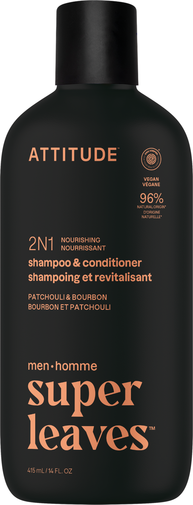 Attitude Pánsky vyživujúci šampón a kondicionér 2v1 Super leaves Pačuli a Bourbon 415 ml