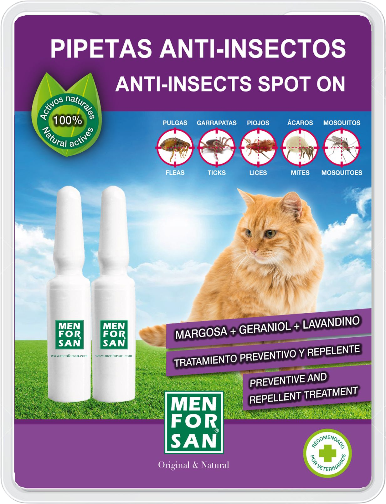 Menforsan Antiparazitné pipety pre mačky 2ks 2 x 1.5 ml