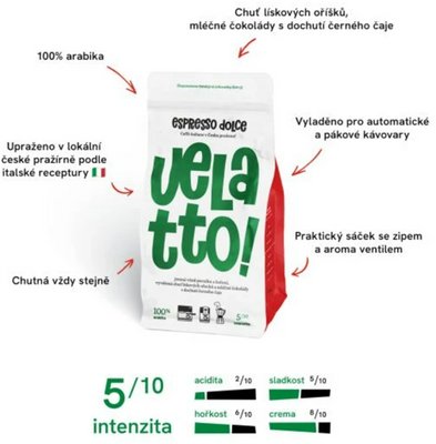 Velatto Espresso Dolce zrnková 250 g