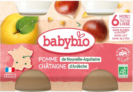Babybio jablko s gaštanovým pyré 2 x 130 g