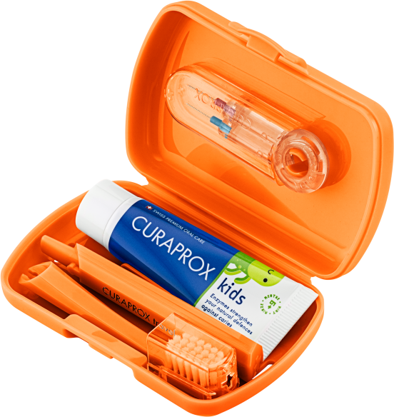Curaprox Travel set KIDS oranžový