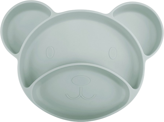 Canpol babies Tanier silikónový delený s prísavkou Medvedík zelený