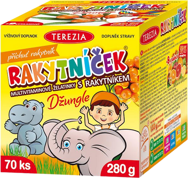 Terezia Rakytníček Džungľa multivitamínové želatínky s rakytníkom 70 ks