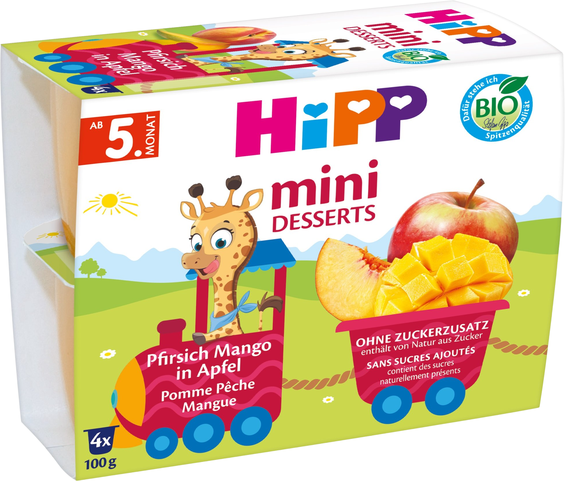 HiPP BIO Jablká s broskyňami 4 x 100 g