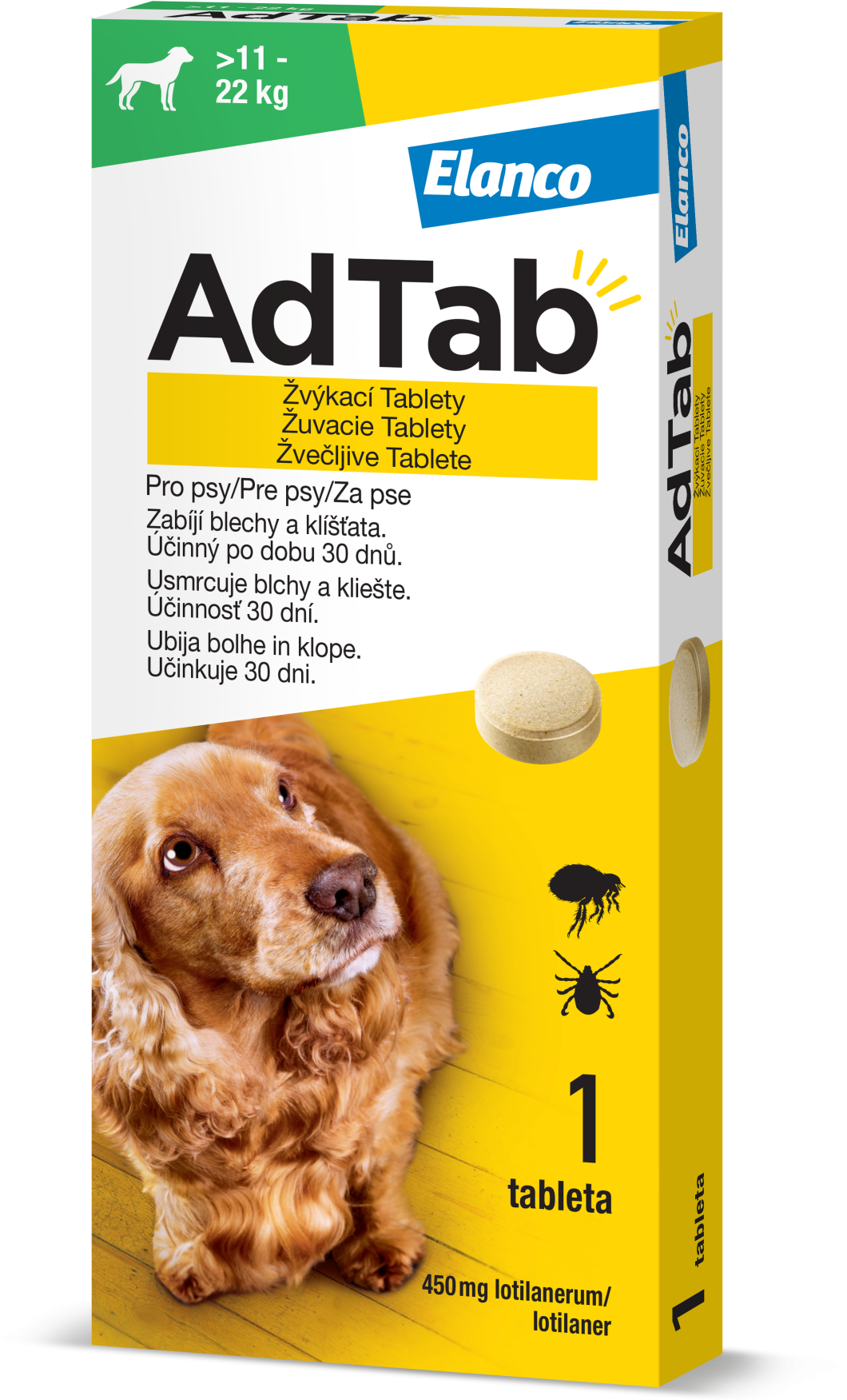 AdTab 450mg Žuvacia tableta pre psov 11-22kg