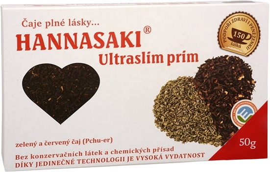 Hannasaki Ultraslim prim zmes zeleného a červeného Pchu-er čaju 50 g