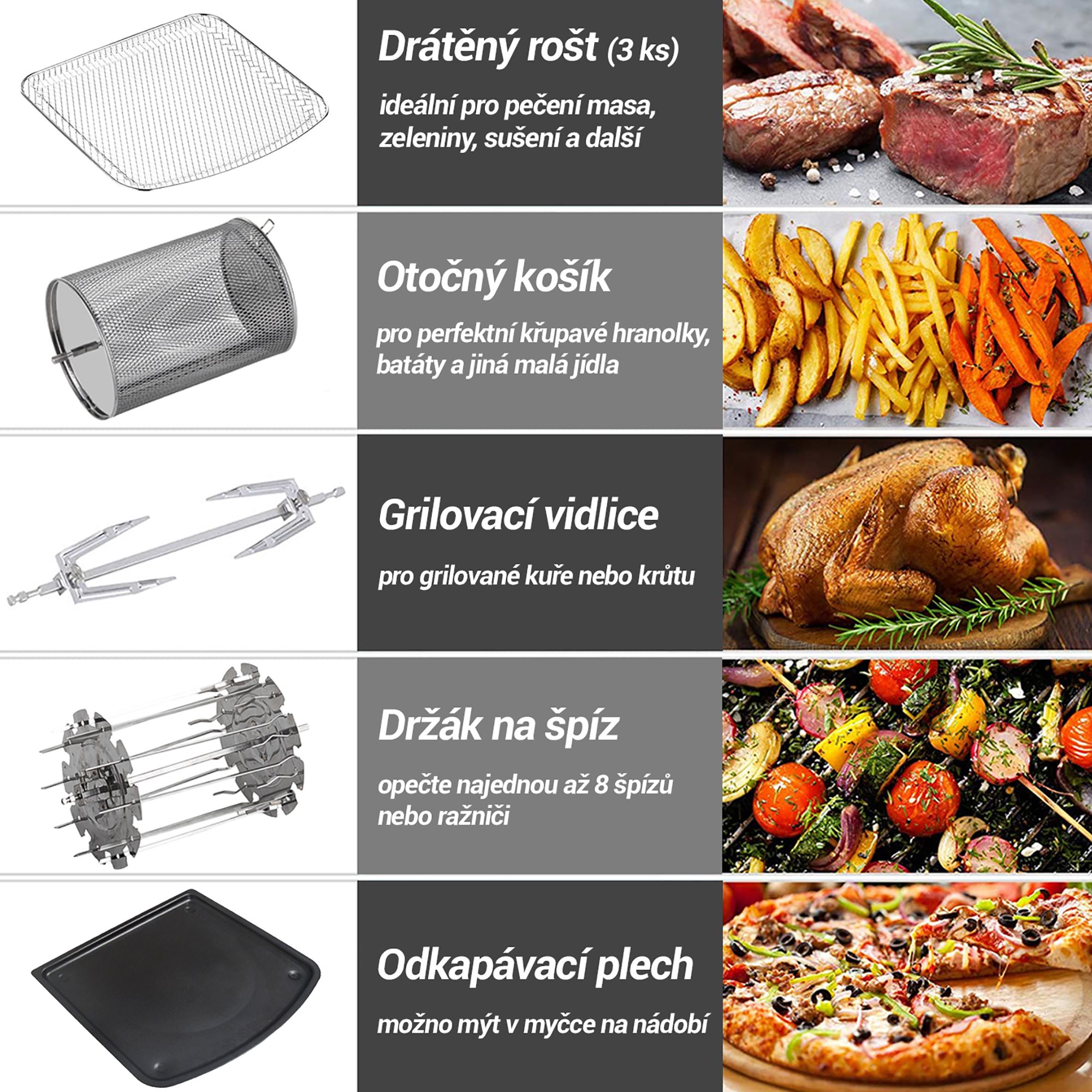 Tesla AirCook & Grill QG800 WiFi - multifunkčná digitálna teplovzdušná fritéza s grilom