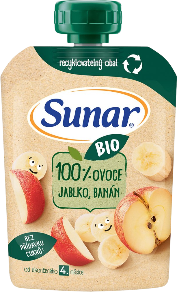Sunar BIO ovocná kapsička jablko, banán 4m+ 100 g
