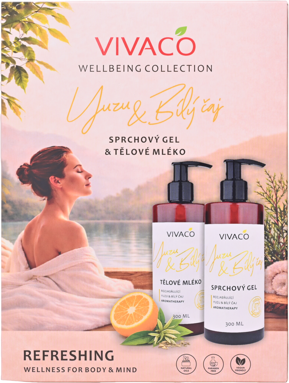 Vivaco Darčeková kazeta Yuzu a Biely čaj 2 x 300 ml