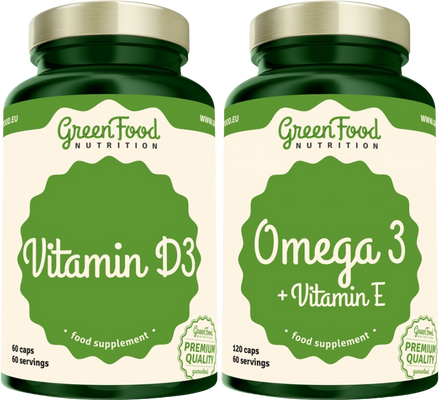 GreenFood Nutrition Duopack Omega 3 + Vitamin E 120ks a Vitamin D3 60ks