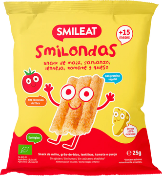 Smileat BIO kukuričné chrumky cícer, šošovica, paradajky a sýr s olivovým olejom a vitamínom B1,15M+ 25 g