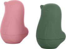 Petite&Mars Hračky silikónové do kúpeľa - Love birds Rose Green 6m+